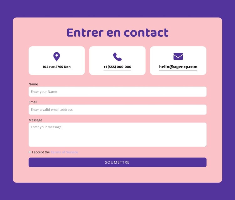 Formulaire de contact et répétiteur de grille Modèle HTML