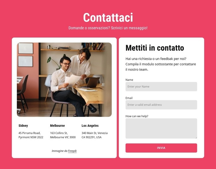 Contatti in due celle Modelli di Website Builder