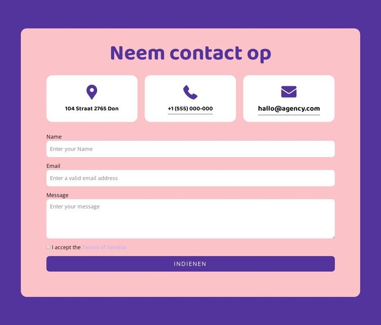 Contactformulier en netrepeater Website Builder-sjablonen