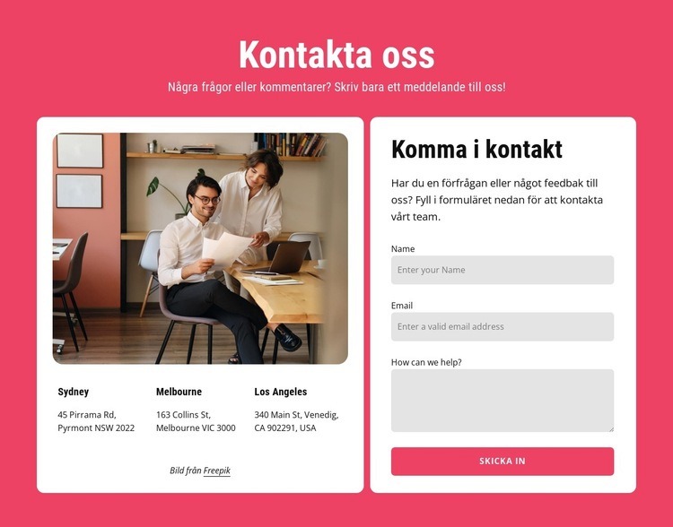 Kontakter i två celler HTML-mall