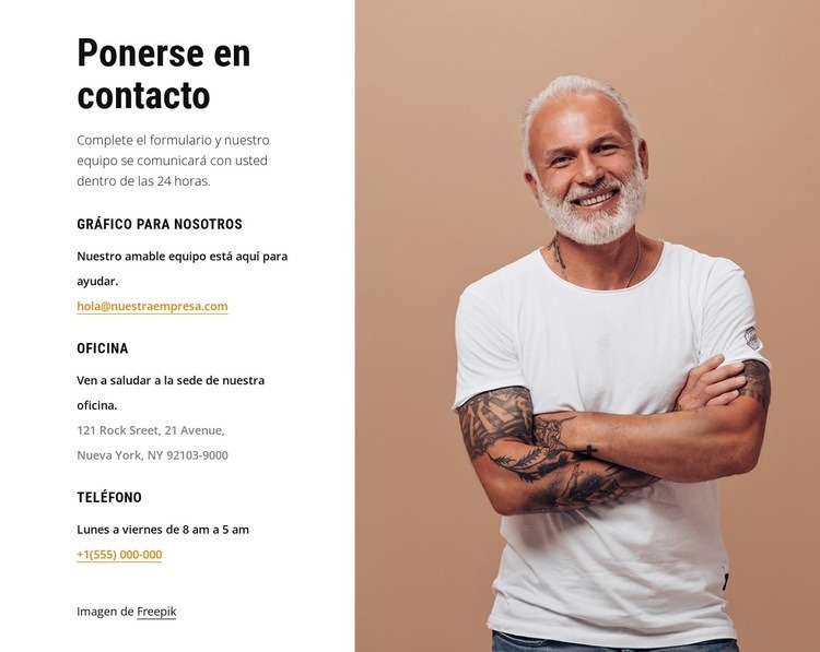 Dirección de la oficina, teléfono y otra información Creador de sitios web HTML