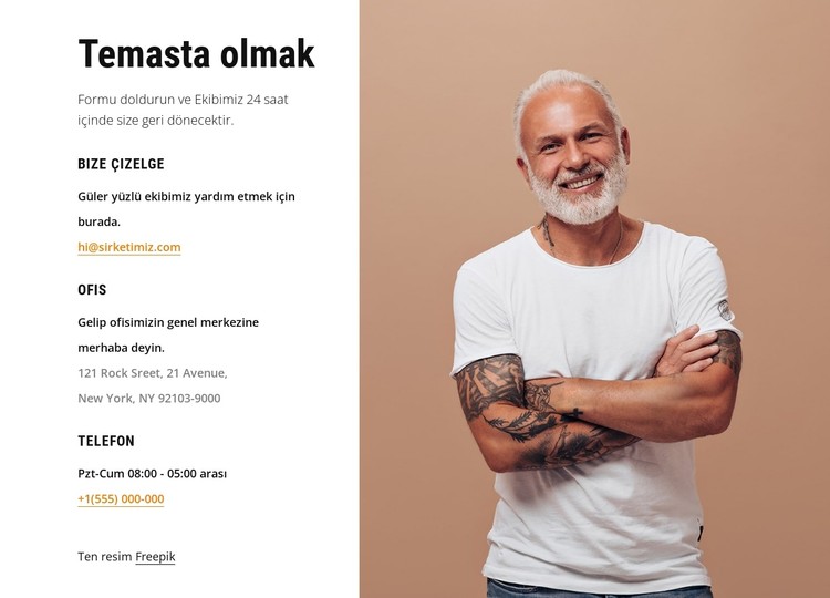 Ofis adresi, telefon ve diğer bilgiler CSS Şablonu