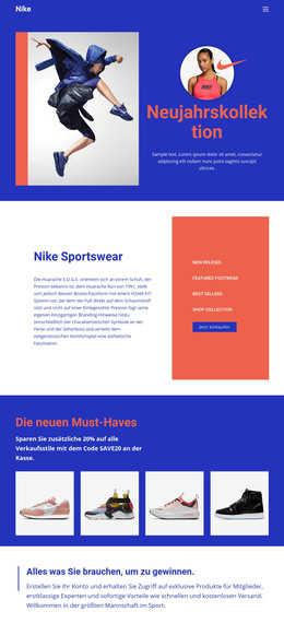 Nike Sportbekleidung – Vorlage Für Website-Builder