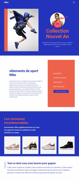 Maquette De Site Web La Plus Créative Pour Vêtements De Sport Nike