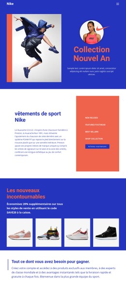 HTML5 Gratuit Pour Vêtements De Sport Nike