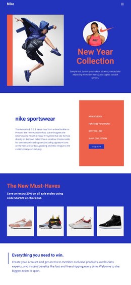 Nike Sportruházat - Drag And Drop HTML Builder