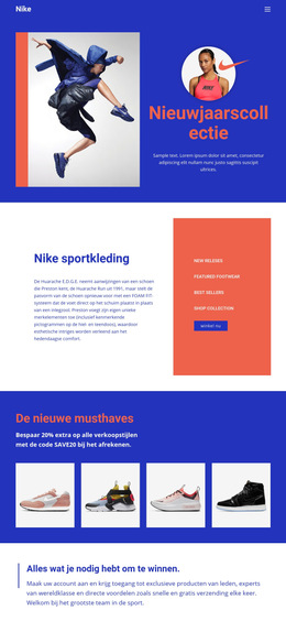 Nike Sportkleding - Professionele Websitesjabloon