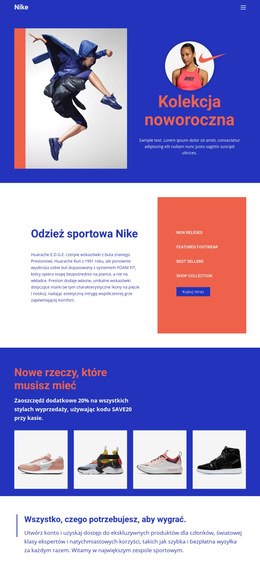 Odzież Sportowa Nike - Profesjonalny Szablon Strony Internetowej