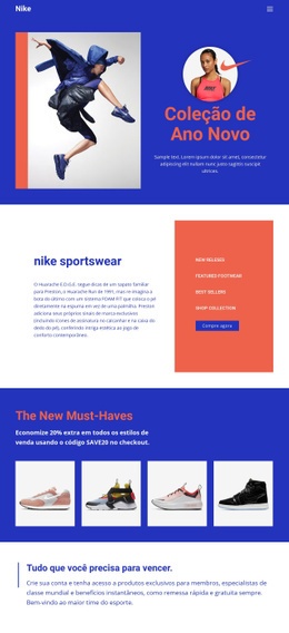 Construtor De Sites Mais Criativo Para Roupas Esportivas Nike