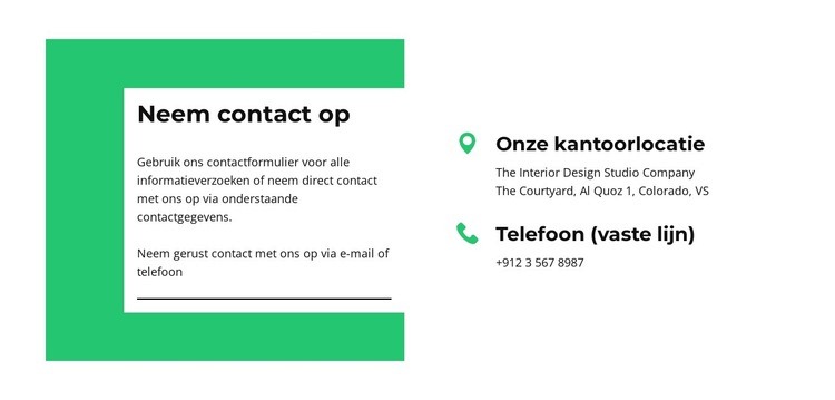 Blijf in contact met ons Sjabloon voor één pagina