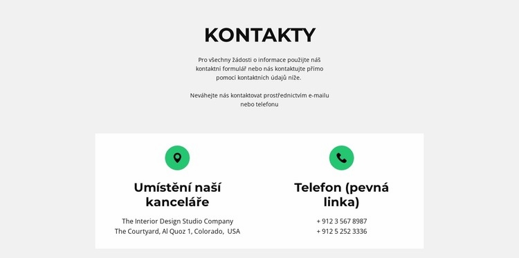 Kontaktní údaje Šablona CSS