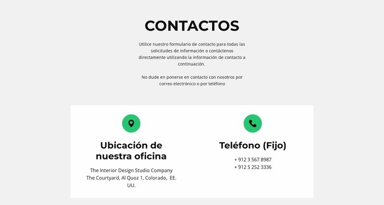 Detalles del contacto Plantilla de una página