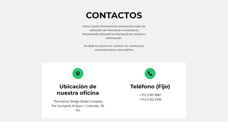 Detalles del contacto Plantilla de sitio web