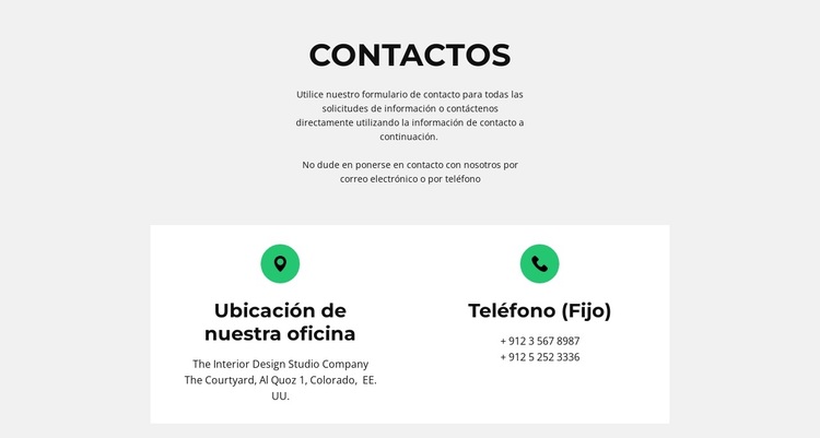 Detalles del contacto Tema de WordPress