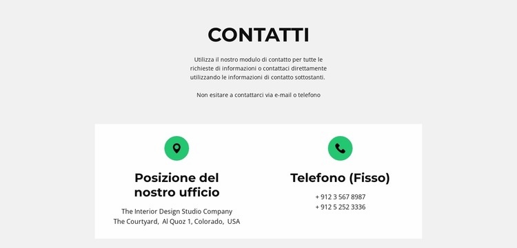 Dettagli del contatto Costruttore di siti web HTML