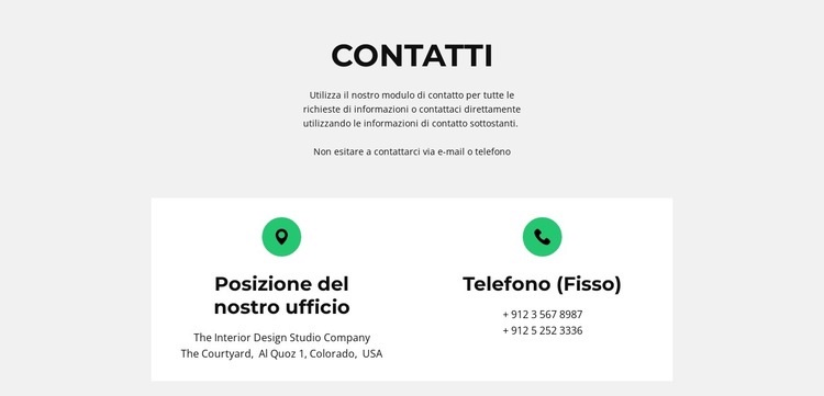 Dettagli del contatto Pagina di destinazione