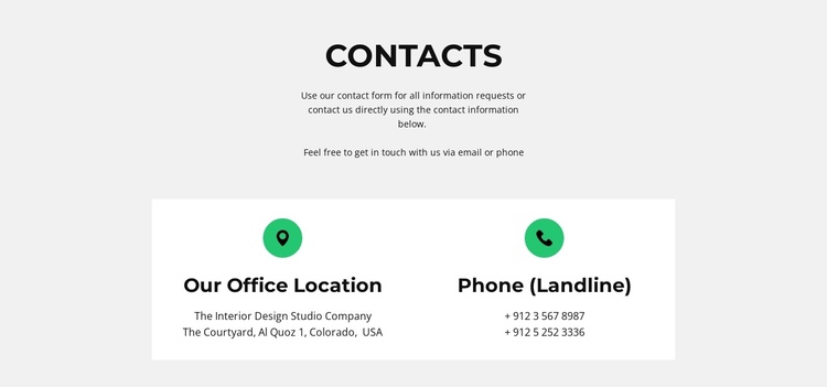Contact detail One Page Template