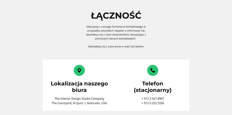 Szczegóły kontaktu Szablon HTML