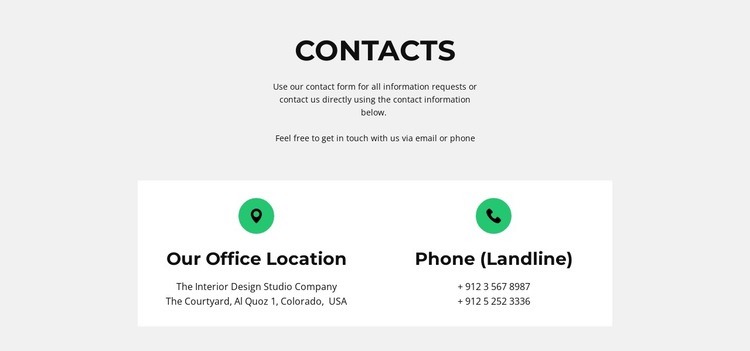Contact detail Web Page Design