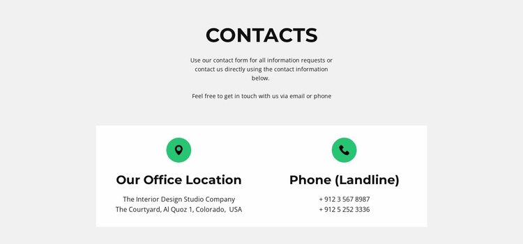 Contact detail Landing Page