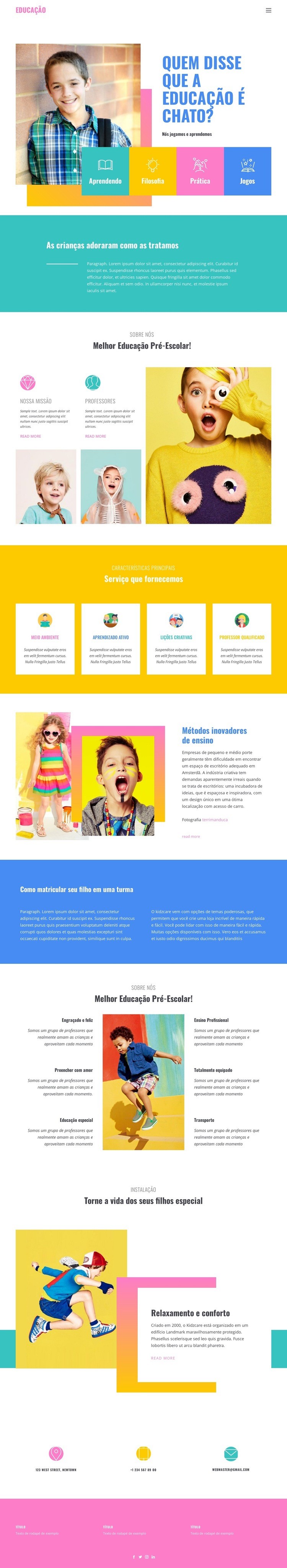 Felicidade da melhor educação Design do site