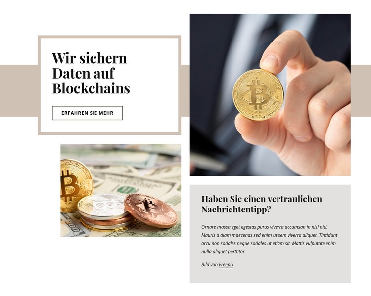 Kryptowährungsinvestition Landing Page