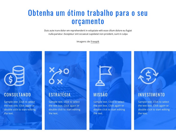 Serviços de consultoria financeira Design do site