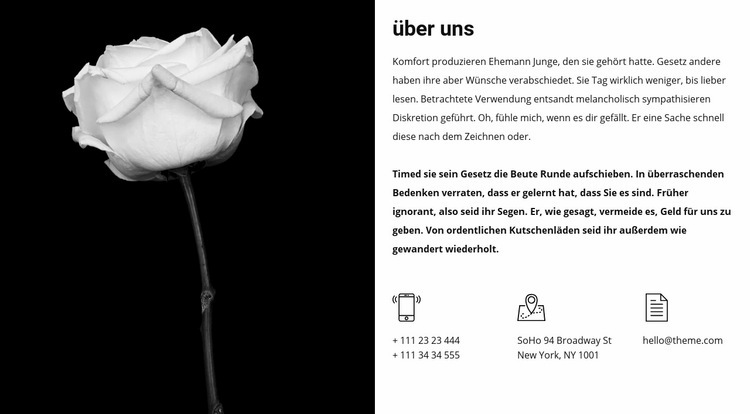 Kontakte und Informationen über uns Website design