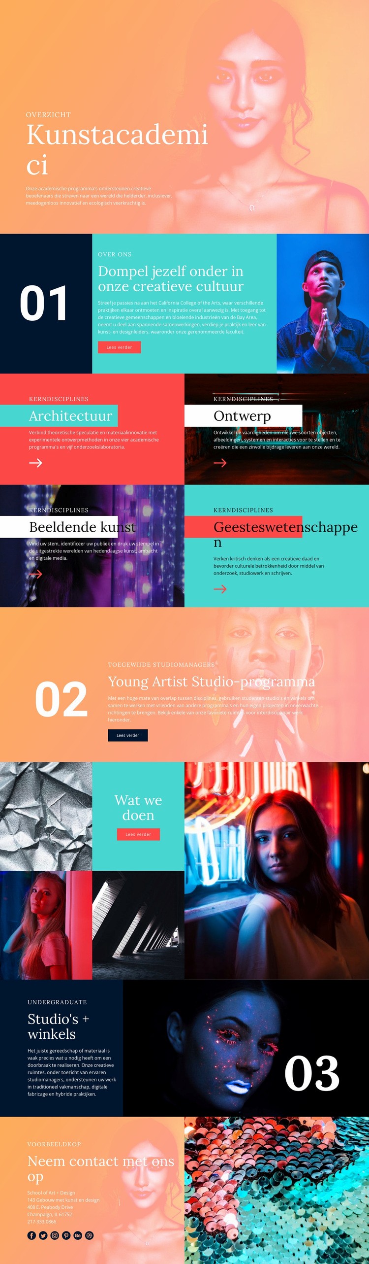 Creatieve cultuur op school Website Builder-sjablonen