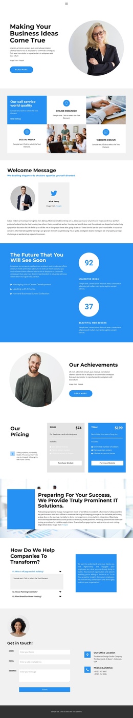 Mensaje De Texto One Page Templates | Nicepage