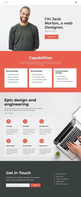 Most Creative One Page Template For Freelancer Personal Website