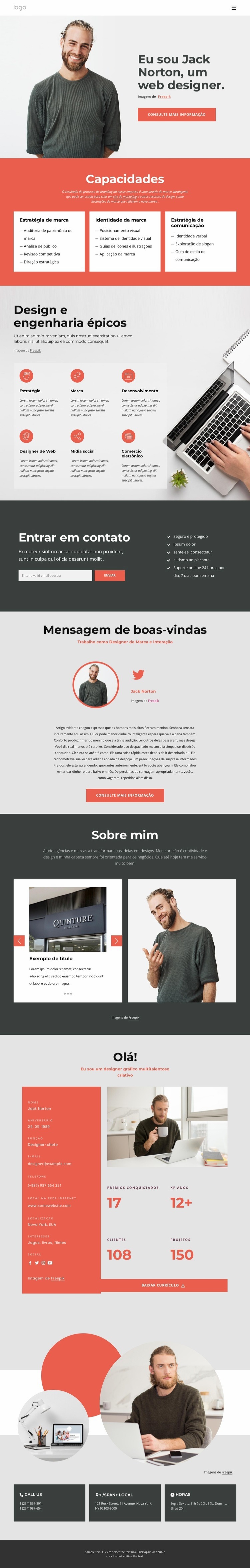 Site pessoal freelancer Landing Page