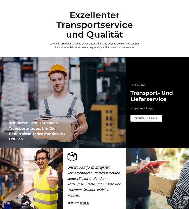 Exzellenter Transportservice Website design