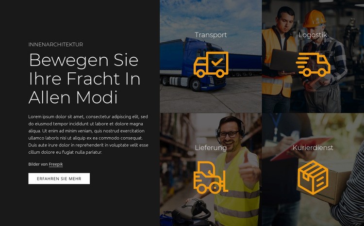 Transportdienste Website-Modell