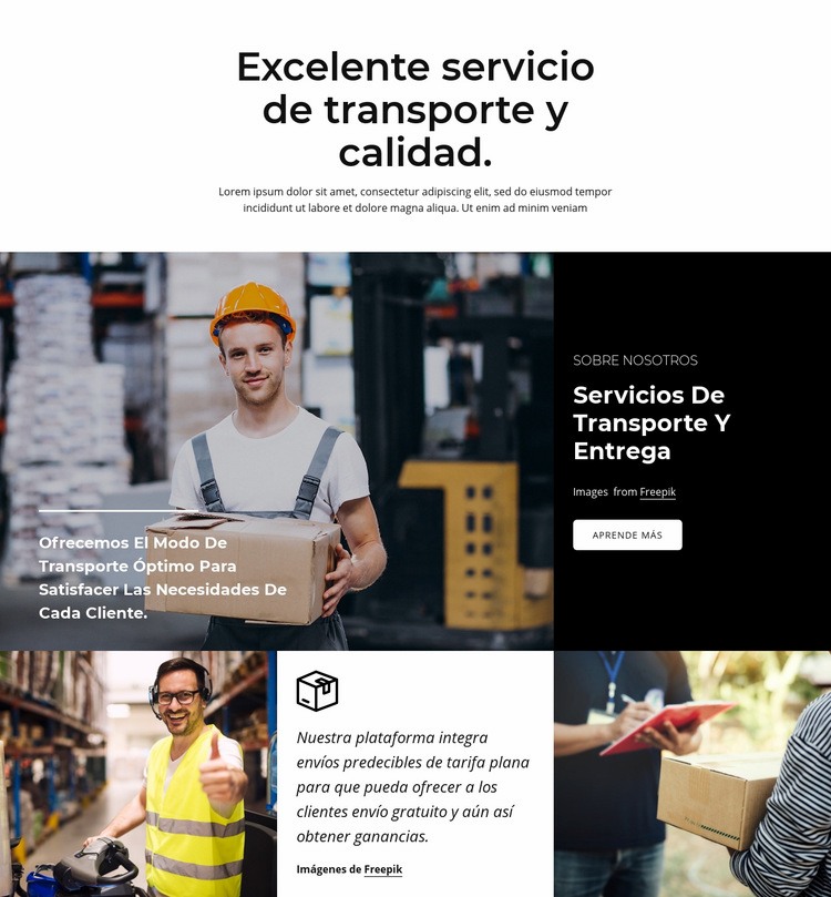 Excelente servicio de transporte Diseño de páginas web