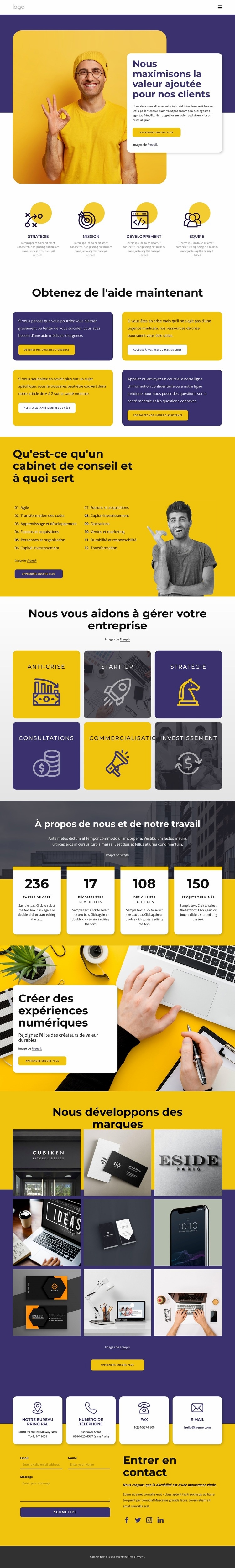 Programmes de motivation et coaching d'affaires Page de destination