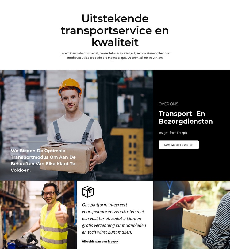 Uitstekende transportservice Bestemmingspagina