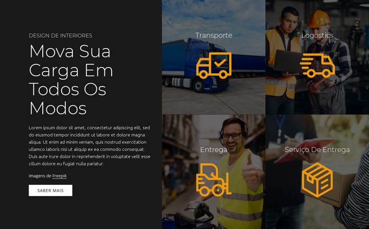 Serviços de transporte Design do site