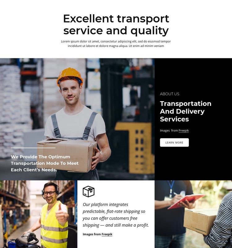 Excellent transport service Web Page Design