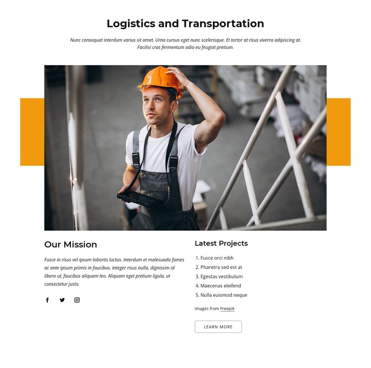 Logistics and transportation company CSS Template