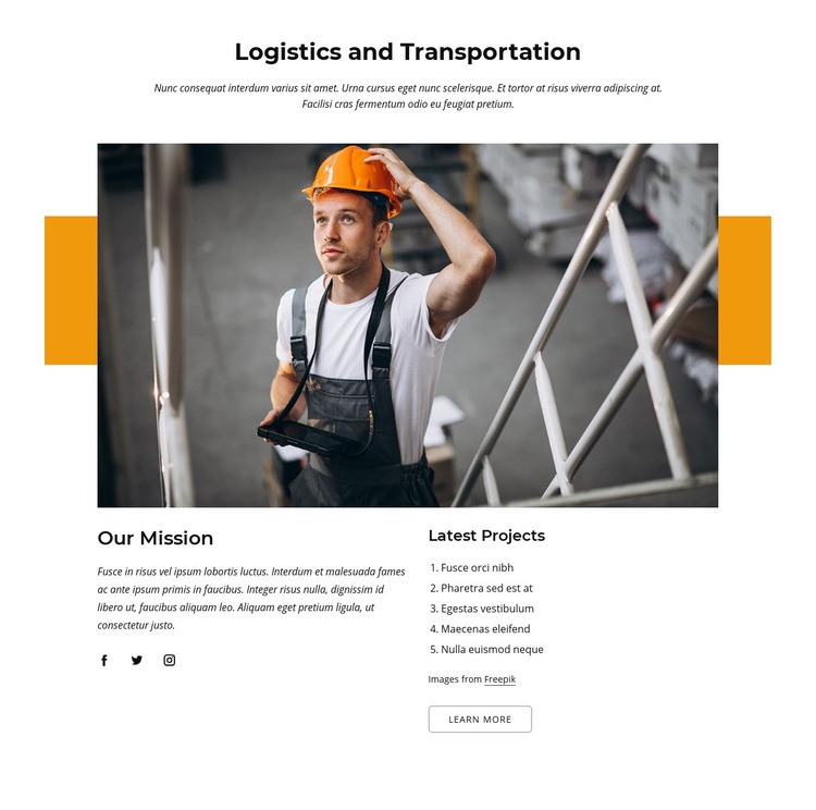Logistics and transportation company Elementor Template Alternative