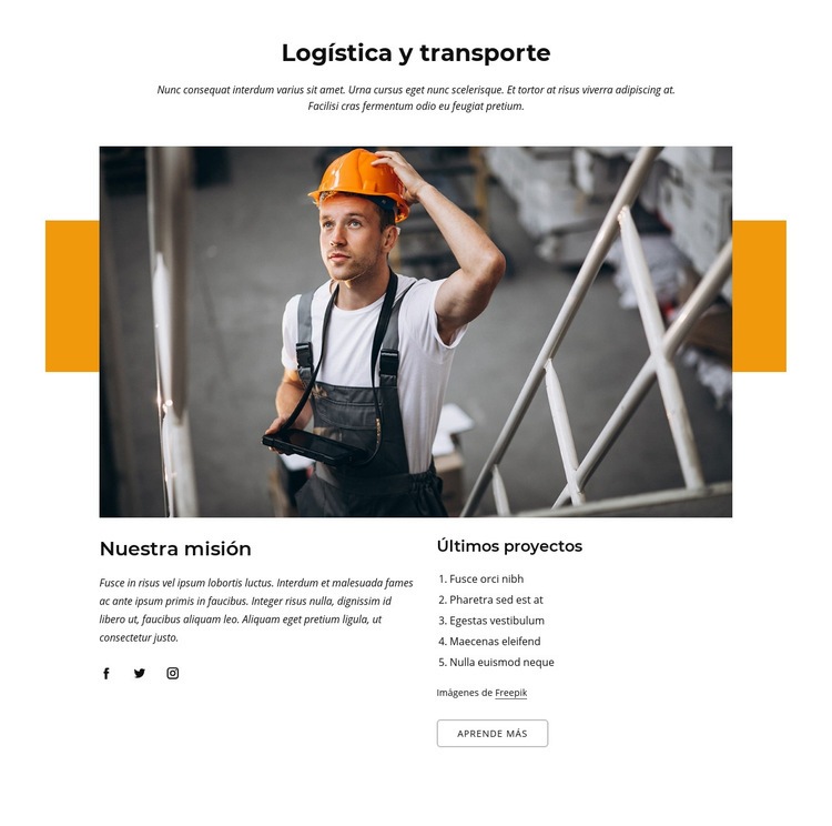Empresa de logística y transporte Página de destino