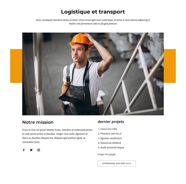 Entreprise de logistique et de transport Créateur de site Web HTML