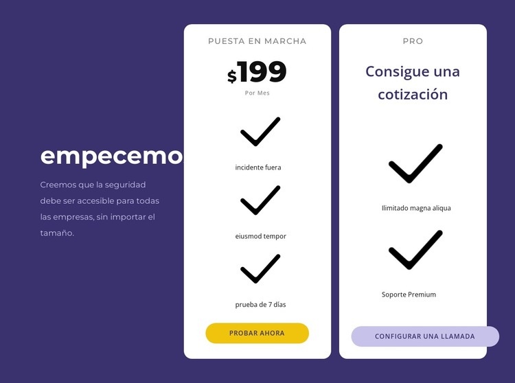 Diseño de bloques de precios creativos Creador de sitios web HTML