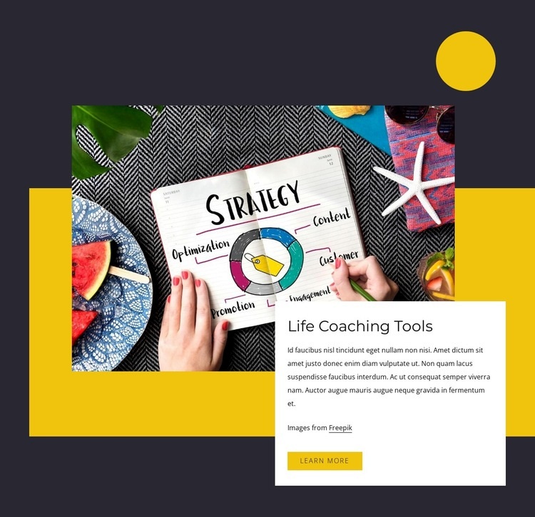 Life coaching tools Homepage Design