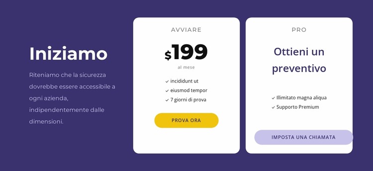 Design creativo del blocco dei prezzi Modello Joomla