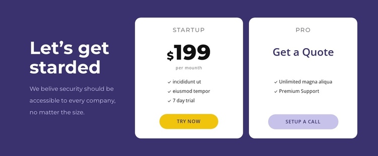Creative pricing block design One Page Template