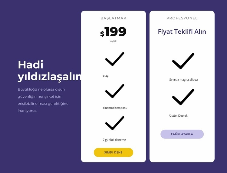 Yaratıcı fiyatlandırma bloğu tasarımı Html Web Sitesi Oluşturucu