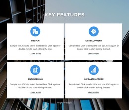 4 Cells With Icons And Texts WordPress Theme