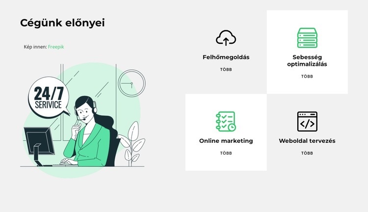 24 órás ügyfélszolgálat Weboldal sablon